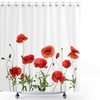 Red Poppy Floral Shower Curtain Sets with Decorative Machine for Home Decoration 