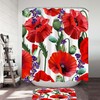 Red Poppy Flowers with Lavender Shower Curtain in Purple