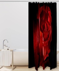 Red Rose Flower Print Fabric Shower Curtain for Unique Bathroom Decor