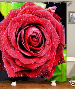 Red Rose Flower Print Shower Curtain for a Classic Look