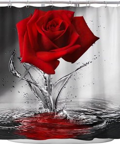 Red Rose Flower Shower Curtain, Perfect For Home Or Hotel Bathrooms