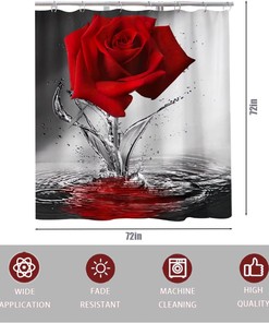 Red Rose Flower Shower Curtain, Perfect For Home Or Hotel Bathrooms