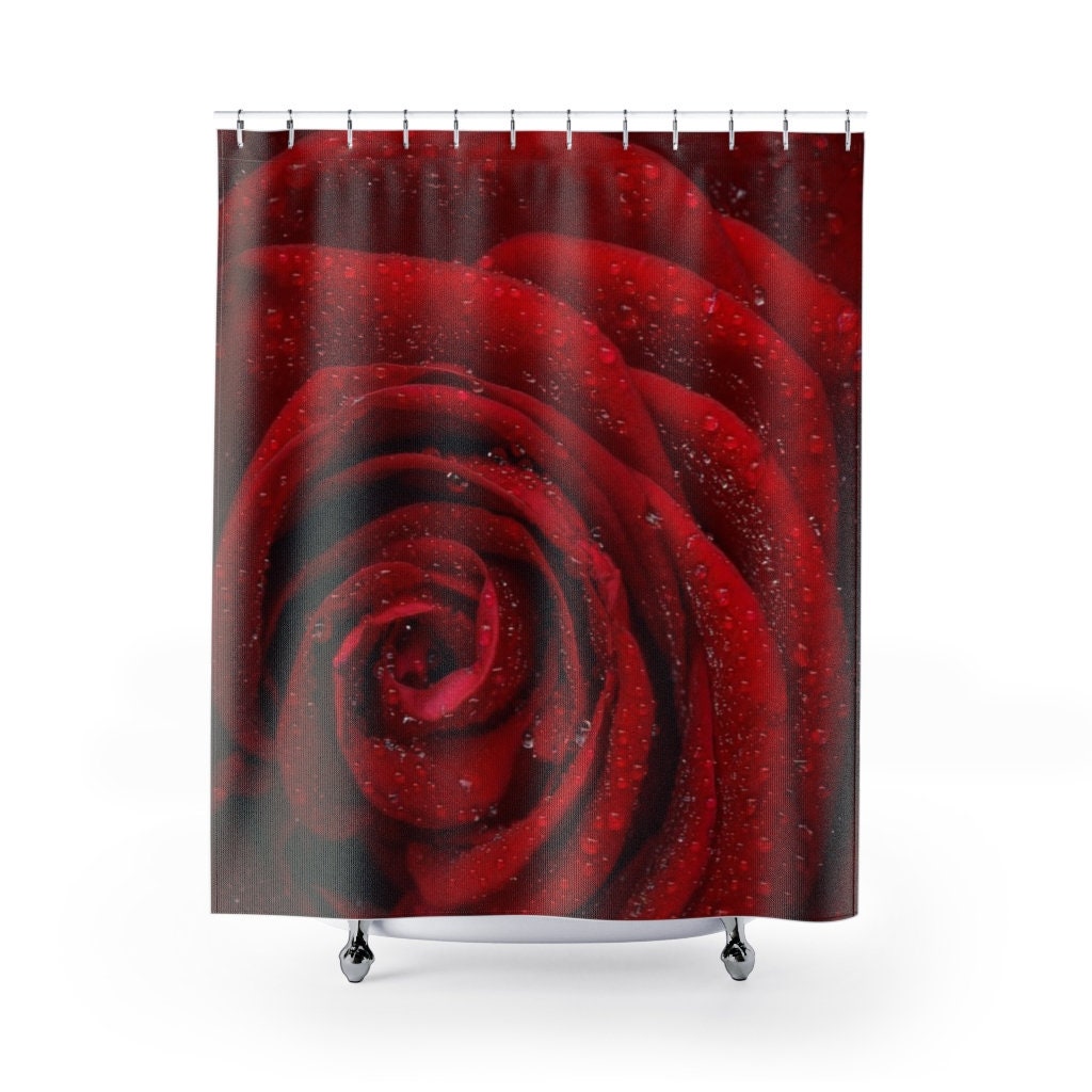 Red Rose Flower Shower Curtain for a Romantic Touch