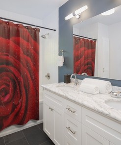 Red Rose Flower Shower Curtain for a Romantic Touch