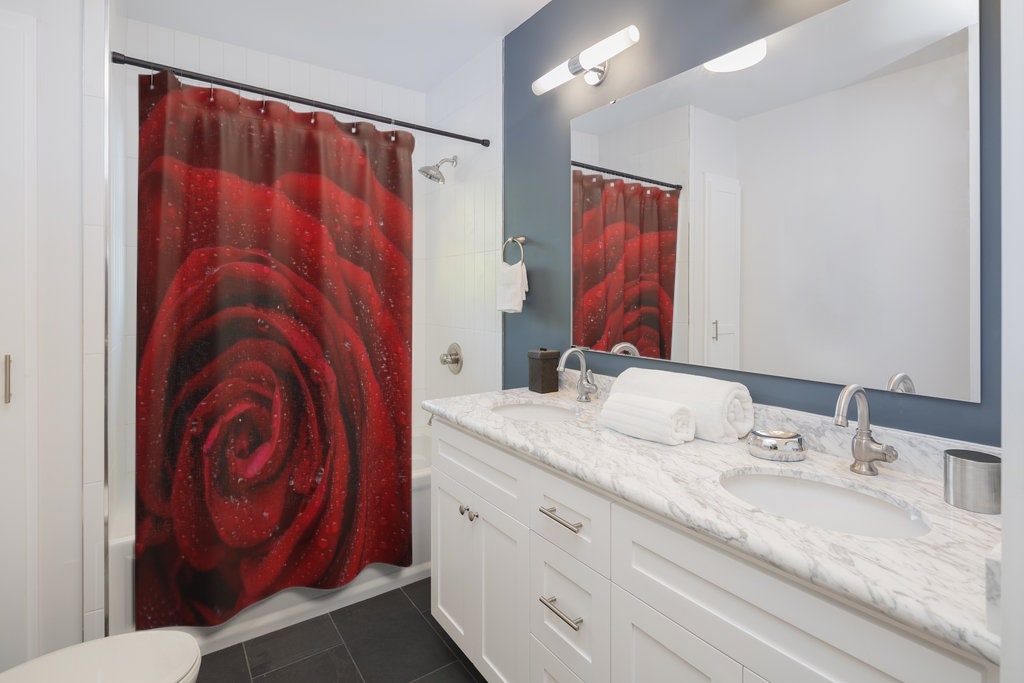Red Rose Flower Shower Curtain for a Romantic Touch