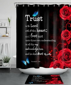 Red Rose with Blue Butterfly Shower Curtain for a Subtle Touch of Nature