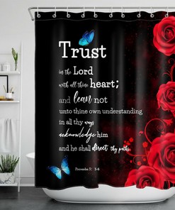 Red Rose with Blue Butterfly Shower Curtain for a Subtle Touch of Nature