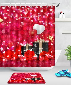 Red Roses Hearts Light Spots Valentine's Day Shower Curtain for Bathroom Decor