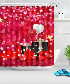 Red Roses Hearts Light Spots Valentine's Day Shower Curtain for Bathroom Decor