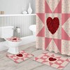 Red Roses Love Heart Geometric Abstract Shower Curtain | Valentine's Day Art Bathroom Decor