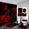 Red Roses Theme Shower Curtain For Bathroom Decor With Three Red Roses