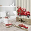 Red Roses Truck Farmhouse Love Burlap Bathroom Shower Curtain
