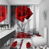 Red Roses Water Shower Curtain with Floral Pattern for Mother's Day Bathroom Decor 