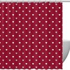Red Shower Curtain with White and Blue Hearts - Romantic Bathroom Decor