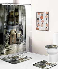 Red Skull Fabric Shower Curtain - Gothic Skull Bathroom Decor 