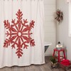 Red Snowflake Christmas Shower Curtain with Snowy Landscape Scene
