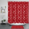 Red Snowflake Print Shower Curtain for Winter Christmas Bathroom Decor