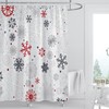 Red Snowflakes Christmas Shower Curtain For Winter Home Decoration - Big And Small Snowflakes On Gray Fabric
