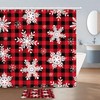 Red Squares and Snowflakes Print Shower Curtain for Bathroom Decor Fabric