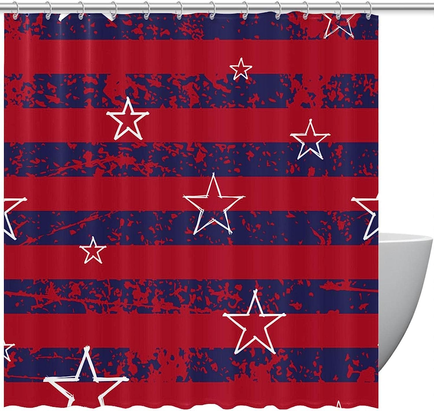 Red Star Shower Curtain for Modern Bathroom Decor