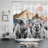 Red Sun Mountain Abstract Highland Cow Shower Curtain For Bathroom Decor
