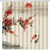 Red Sun Plum Blossom Branch Trees Koi Fish Shower Curtain
