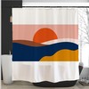 Red Sun Rising Painting Landscape Shower Curtain for Artistic Bathroom Decor