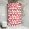 Red Swirls Squiggles Heart Pattern Shower Curtain - Romantic Bathroom Decor 