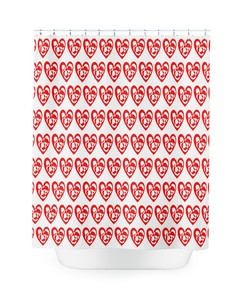 Red Swirls Squiggles Heart Pattern Shower Curtain - Romantic Bathroom Decor