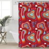 Red Teal Orange Ombre Shower Curtain With Modern Geometric Abstract Art For A Colorful Touch