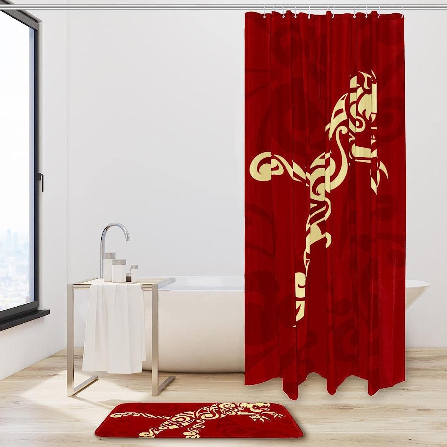 Red Tiger Waterproof Shower Curtain for Bold Bathroom Decor