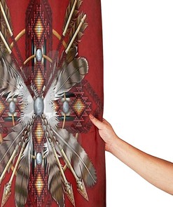 Red Tribal Feather Shower Curtain - Native American Bathroom Decor