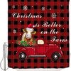 Red Truck Snowflake Shower Curtain | Farm Merry Christmas Bathroom Decor