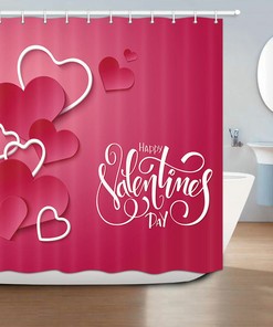 Red Valentine Heart-shaped Shower Curtain for Bathroom Decor