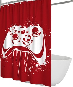 Red Video Game Shower Curtain for a Playful and Entertaining Children's Bathroom