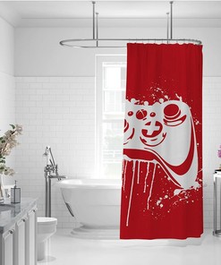 Red Video Game Shower Curtain for a Playful and Entertaining Children's Bathroom
