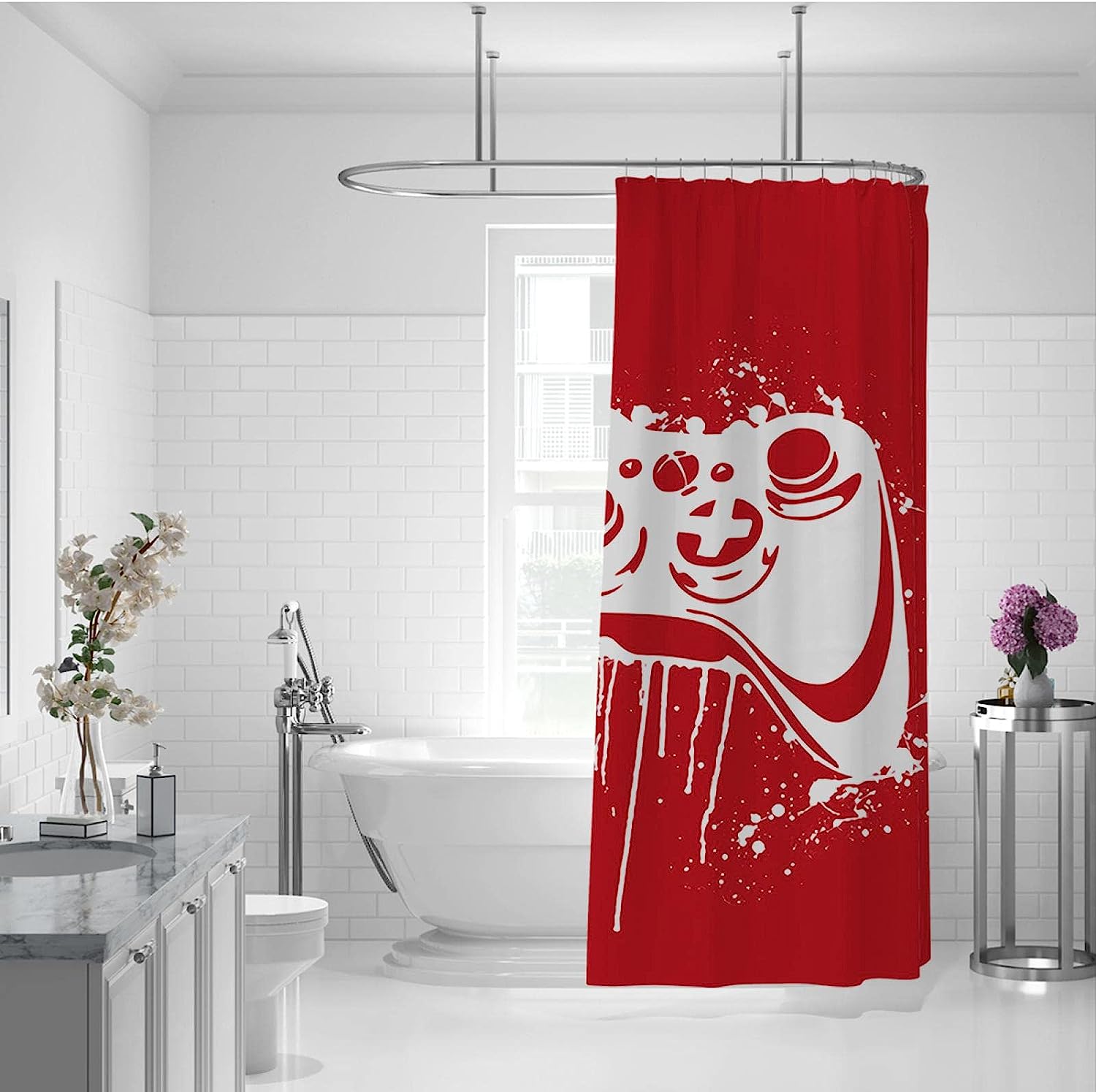 Red Video Game Shower Curtain for a Playful and Entertaining Children's Bathroom