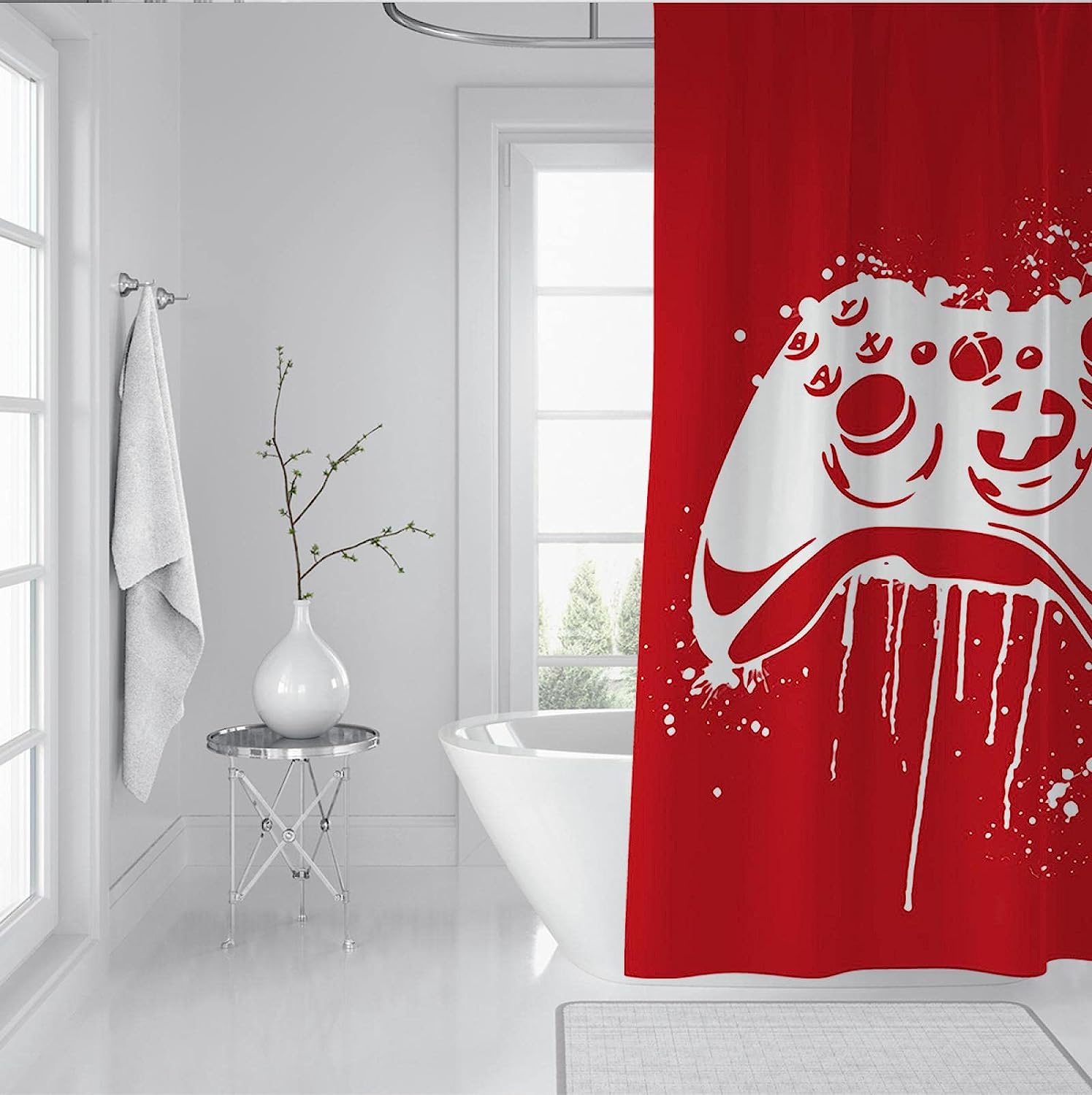 Red Video Game Shower Curtain for a Playful and Entertaining Children's Bathroom