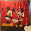 Red Vintage Disney Mickey Mouse & Minnie Mouse Fabric Shower Curtain