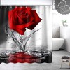 Red Water Rose Floral Botanical Shower Curtain for Bathroom Decor