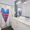 Red White And Blue Splatter Heart American Flag Shower Curtain Patriotic 4Th Of July Bathroom Decor