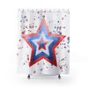 Red White And Blue Splatter Star American Flag Shower Curtain Patriotic 4Th Of July Bathroom Decor