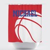 Red, White, And Royal Blue Monogrammed Basketball Shower Curtain For Boys And Girls