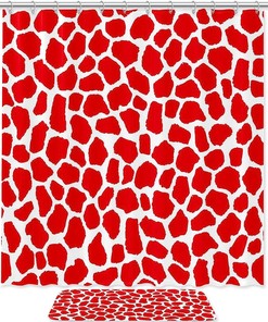 Red White Giraffe Print Pattern Best Shower Curtain for Your Bathroom