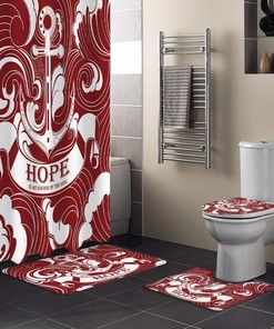 Red White Hope Is The Anchor Of The Soul Vintage Bathroom Shower Curtains