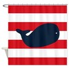 Red, White, and Blue Whale Shower Curtain for Patriotic Bathroom Theme 