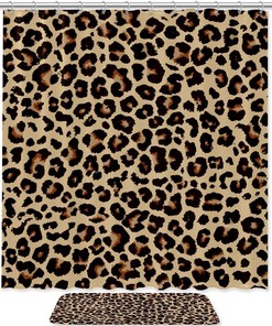 Red Yellow Purple Green Leopard Pattern Shower Curtain, Colorful Bathroom Decor