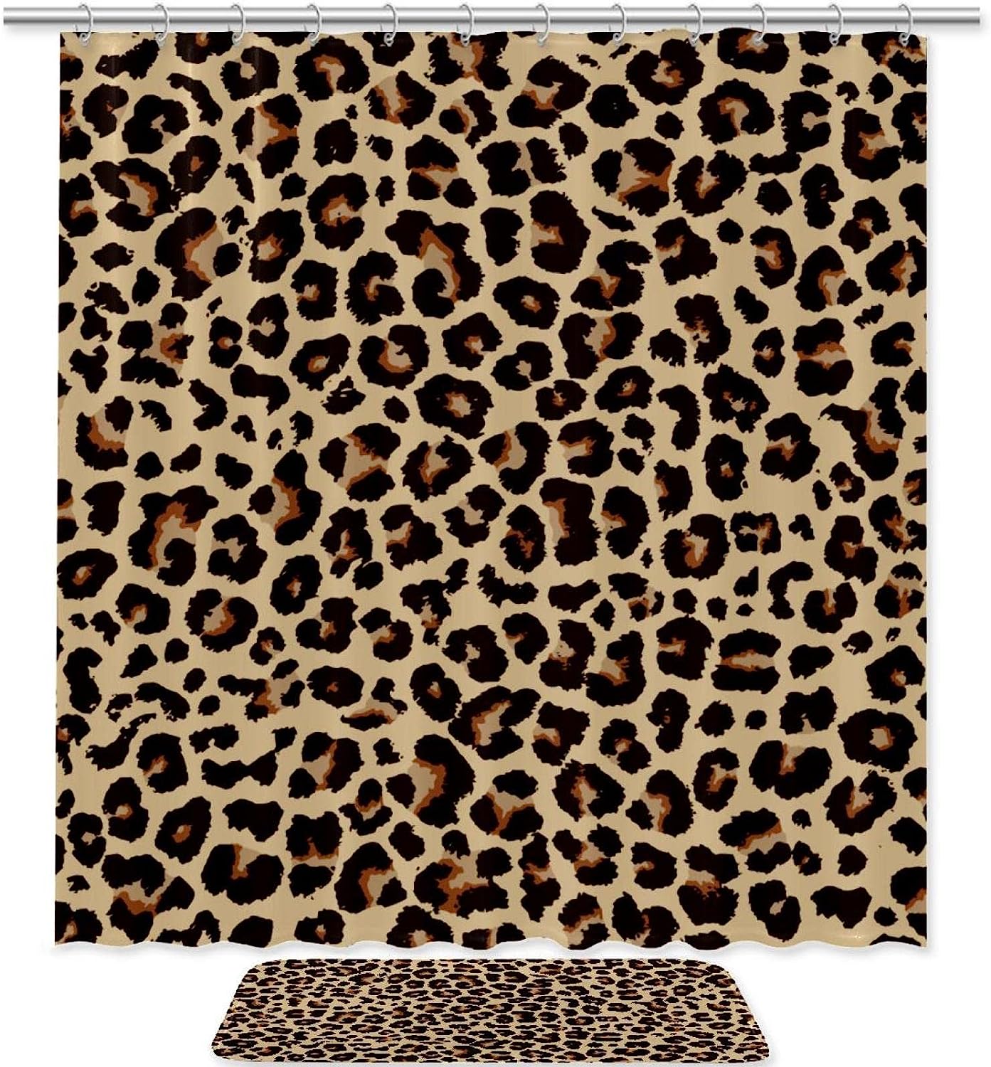 Red Yellow Purple Green Leopard Pattern Shower Curtain, Colorful Bathroom Decor