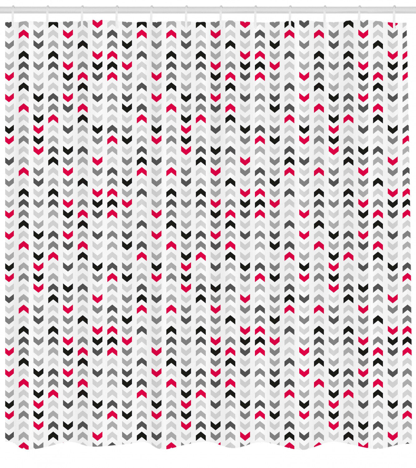 Red Zig Zags Chevron Geometric Pattern Shower Curtain For Modern Bathroom Decor