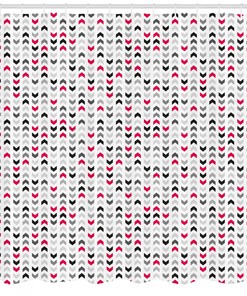 Red Zig Zags Chevron Geometric Pattern Shower Curtain For Modern Bathroom Decor